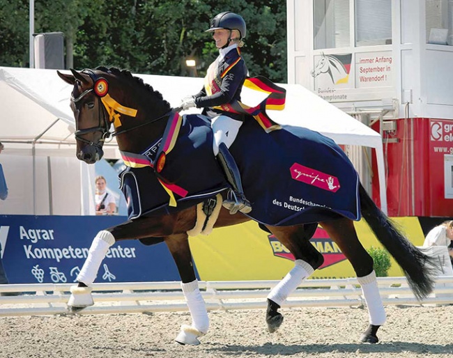 Wibke Hartmann-Stommel and Feine Bella at the 2021 Bundeschampionate