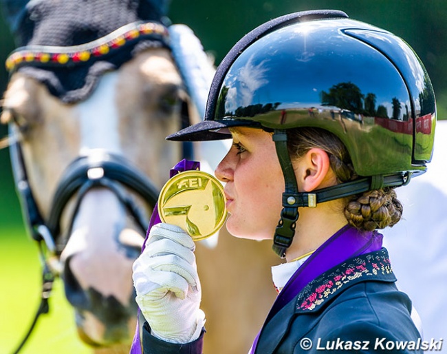 Triple gold and two world records for Rose Oatley and Daddy Moon at the 2021 European Pony Championships :: Photo © Lukasz Kowalski