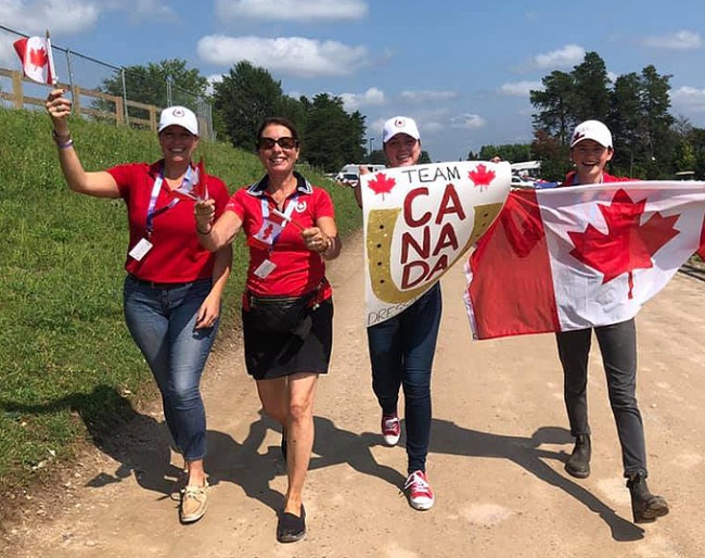 Denielle Gallagher, Ute Busse, Anna Swackhammer and friend are the Canadian dressage delegation at the 2021 NAYC :: Photo © private