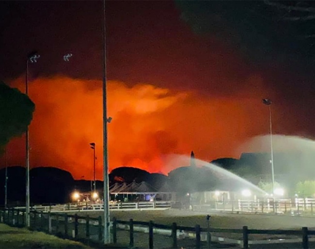 Wildfire approaching DEGP on 18 August