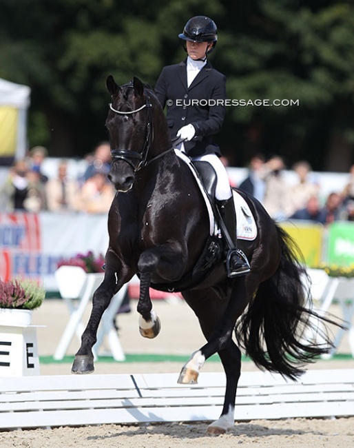 Charlotte Fry and Kjento at the 2021 World Young Horse Championships :: Photo © Astrid Appels