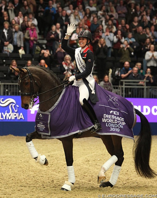 Charlotte Dujardin and Mount St. John Freestyle won the 2019 World Cup qualifier in London :: Photo © Astrid Appels