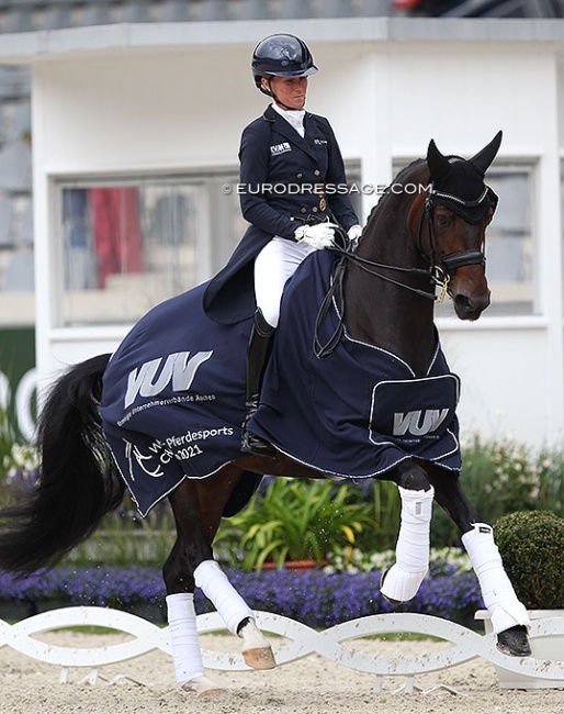 Helen Langehanenberg and Schöne Scarlett win the Prix St Georges at the 2021 CDIO Aachen :: Photo © Astrid Appels