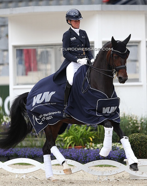 Helen Langehanenberg and Schöne Scarlett win the Prix St Georges at the 2021 CDIO Aachen :: Photo © Astrid Appels