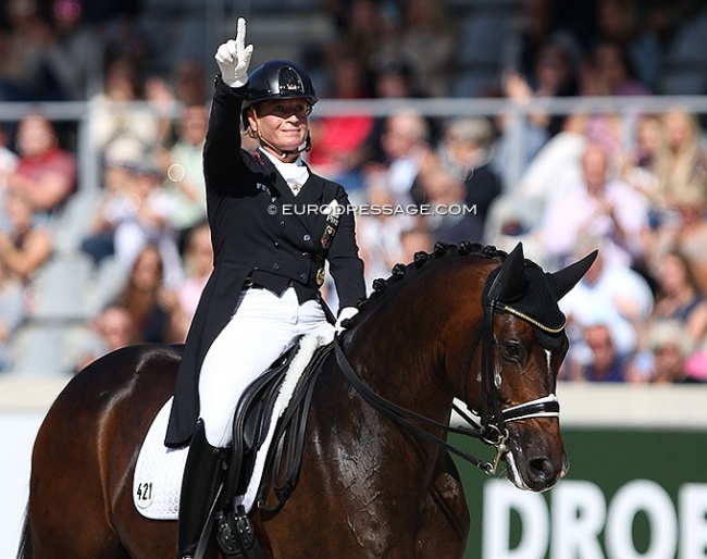 Isabell Werth back in the number one seat, winning the 5* Grand Prix Kur to Music at the 2021 CDIO Aachen :: Photo © Astrid Appels