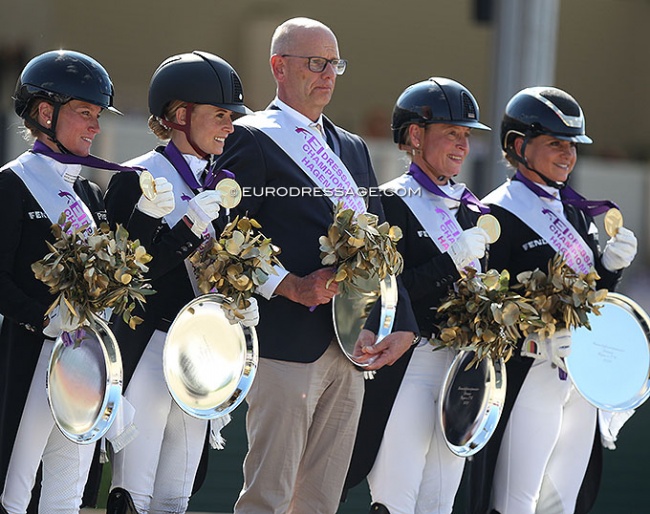 Team Germany wins gold at the 2021 European Dressage Championships :: Photo © Astrid Appels