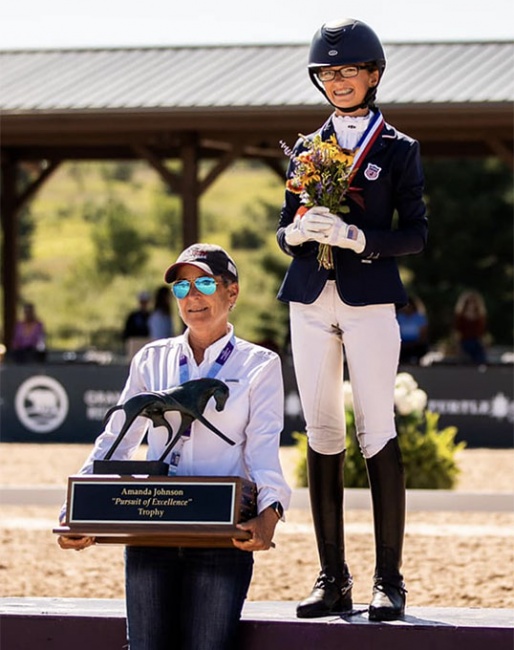 Lexie Kment received the Amanda Johnson Pursuit of Excellence Memorial Trophy at the 2021 NAYC :: Photo © USEF
