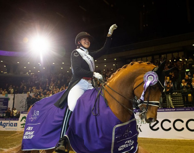 Cathrine Dufour and Atterupgaards Cassidy win the 2021 CDI-W Herning World Cup Qualifier :: Photo © Herning