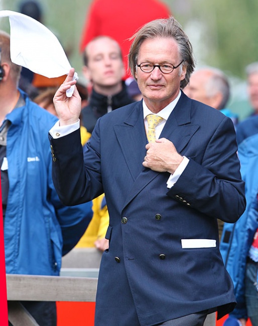 Frank Kemperman at the closing ceremony of the 2011 CHIO Aachen where traditionally white handkerchiefs are waved :: Photo © Astrid Appels