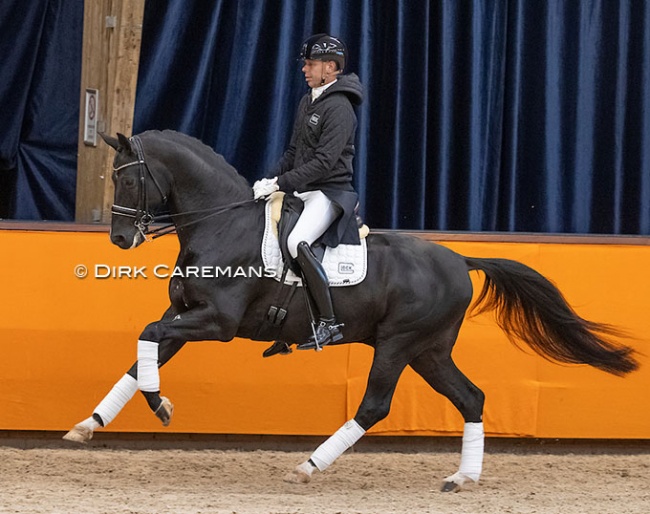 Hans Peter Minderhoud and Dettori at the 2021 KWPN Stallion Licensing show behind closer doors :: Photo © Dirk Caremans