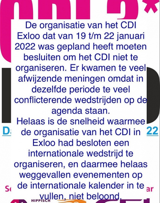 Exloo's statement about the cancellation of their January CDI