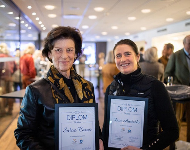 Antonia Ax:son Johnson and Tinne Vilhelmson at the Olympic Horse Owners Club celebration in Stockholm :: Photo © Mattias Burling