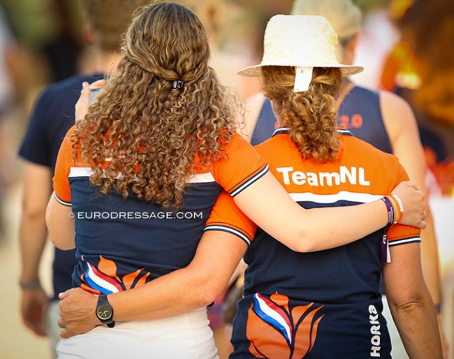 Dutch team rider Robin Heiden and her mum at the 2021 European Junior/Young Riders Championships :: Photo © Astrid Appels