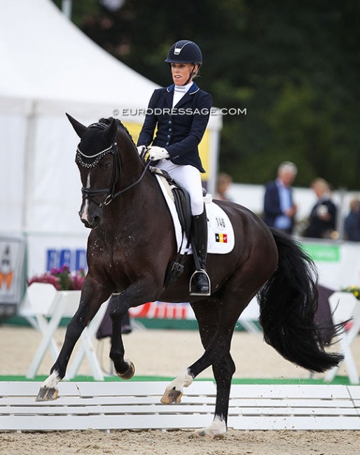 Andrea Winkeler and Powerpoint de Tamise at the 2021 World Young Horse Championships in Verden :: Photo © Astrid Appels