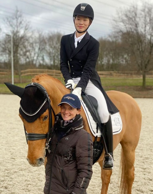 Hyun Woo Do on Duisenberg with trainer Jessica Süss after winning the Prix St Georges in Troisdorf :: Photo © private