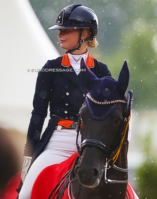 Kimberly Pap and Jersey winning the 7-yo consolation final at the 2021 World Young Horse Championships :: Photo © Astrid Appels