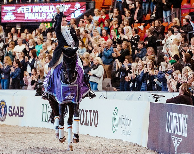 Germany’s Isabell Werth will be chasing her sixth title, and her fourth in a row with Weihegold, at the FEI Dressage World Cup™ Final 2022 in Leipzig, Germany this week :: Photo © FEI