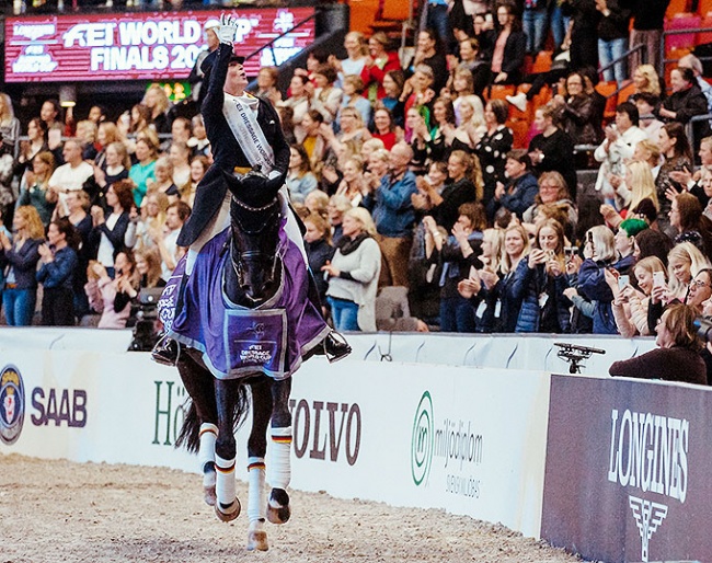 Germany’s Isabell Werth will be chasing her sixth title, and her fourth in a row with Weihegold, at the FEI Dressage World Cup™ Final 2022 in Leipzig, Germany this week :: Photo © FEI