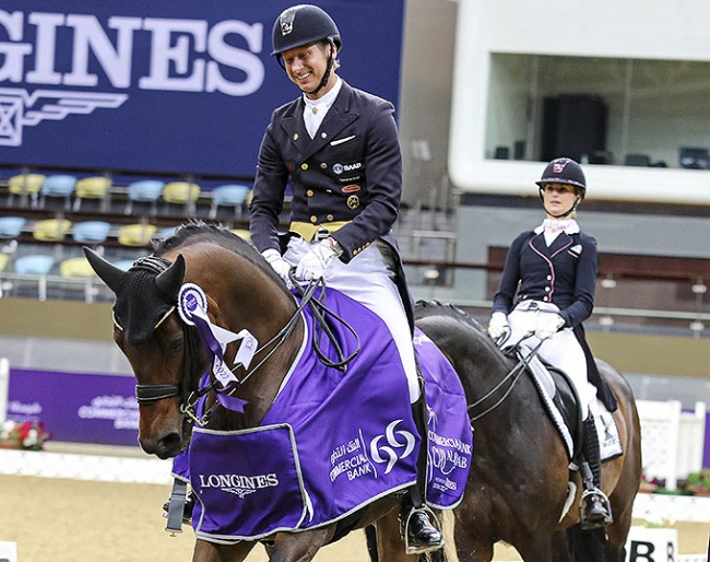 At the 2022 CDI Doha, Patrik Kittel won the Grand Prix class as his collective mark pushed him into the lead, while Dinja van Liere had a higher technical score, but lower collective mark. She therefore finished second and earned 1,500 euro prize money less :: Photo © Al Shaqab