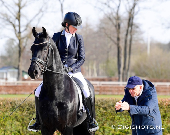 Corinda van den Bunt on Friesian Edon van Groot Altena at the first Dutch WCYH selection trial of 2022 :: Photo © Digishots