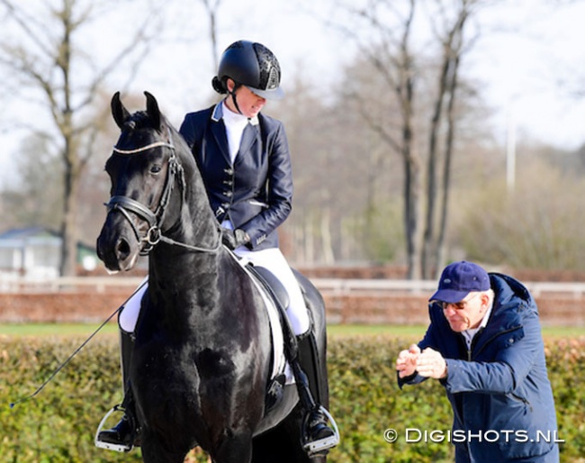 Corinda van den Bunt on Friesian Edon van Groot Altena at the first Dutch WCYH selection trial of 2022 :: Photo © Digishots