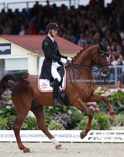Daniel Bachmann Andersen and Marshall Bell at the 2021 European Dressage Championships :: Photo © Astrid Appels