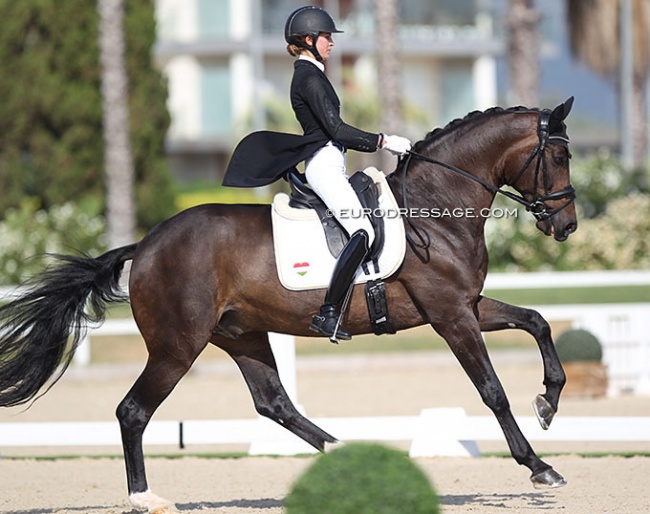 Mira Dicso and Foxtrot at the 2021 European Junior Riders Championships in Oliva Nova :: Photo © Astrid Appels