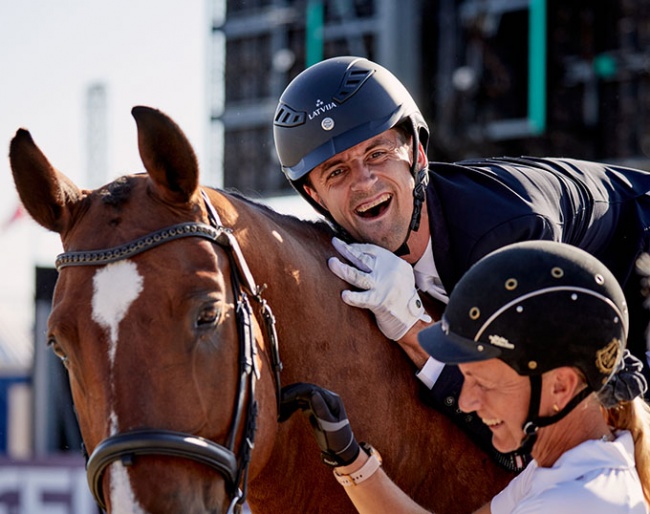 Rihard Snikus (LAT) celebrates becoming Latvia’s first ever Para Dressage World Champion © FEI / Liz Gregg