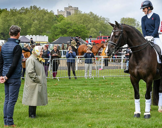 Carl Hester, Charlotte Dujardin on Valegro and Queen Elisabeth II meeting at the Royal Windsor Horse Show :: Photo © RWHS