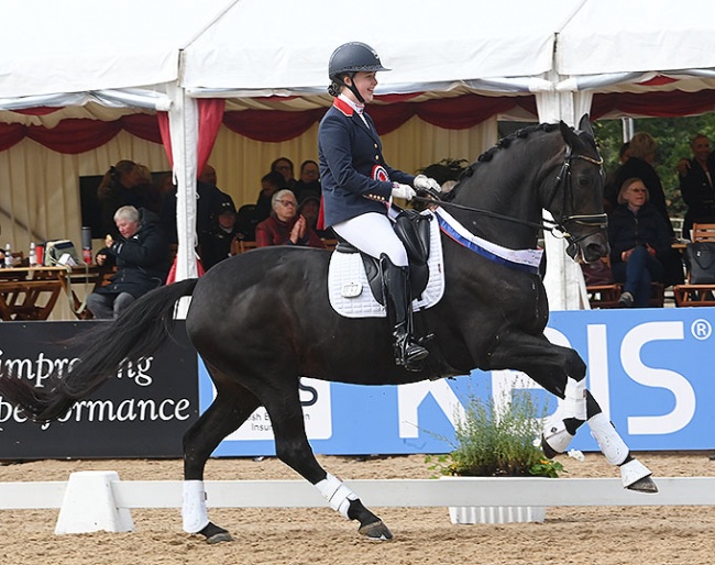 Crystal Robinson-Long and Evita Ronia win the Children division at the 2022 British Dressage Championships :: Photo © Kevin Sparrow
