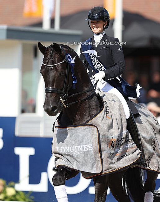 Charlotte Fry and Kjento win the 7-year old Finals at the 2022 World Young Horse Championships :: Photo © Astrid Appels