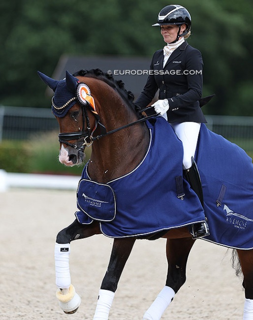 Jeanna Hogberg and Hesselhøj Down Town win the 6-year old Preliminary Test at the 202é World Young Horse Championships in Ermelo :: Photo © Astrid Appels