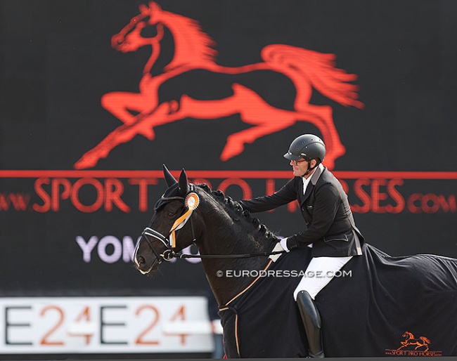 Heike Klausing and St. Athletique win the 4-year old challenge at the 2022 World Young Horse Championships in Ermelo :: Photo © Astrid Appels