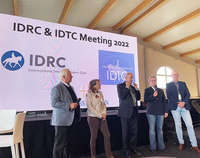Ullrich Kasselmann, Linda Keenan, David Hunt, Isabel Werth, and Klaus Roeser at the 2022 IDRC / IDTC General Assembly :: Photo © Hof Kasselmann
