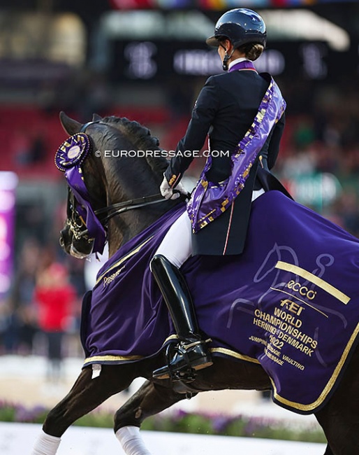 Charlotte Fry and Glamourdale win the 2022 World Championships Dressage in Herning :: Photo © Astrid Appels
