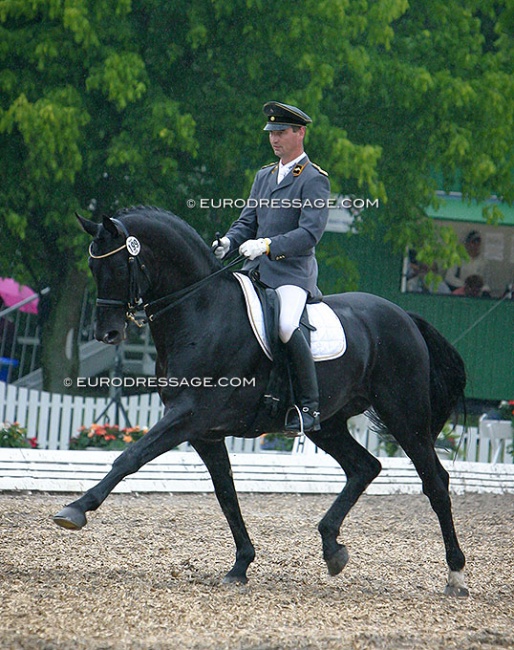 Ole Kohler and Don Frederico competing at 2005 World Young Horse Championships in Verden in a national class :: Photo © Astrid Appels