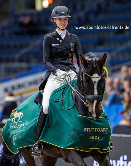 Helen Erbe and Carlos FRH win the 2022 Piaff Förderpreis Finals in Stuttgart :: Photo © Stefan Lafrentz