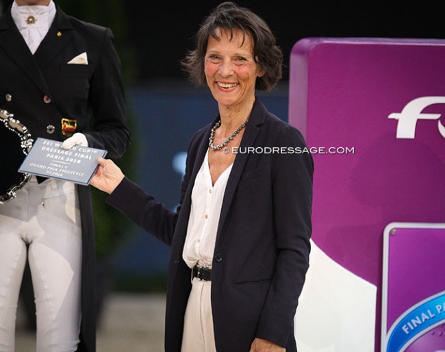 French 5* judge Isabelle Judet at the 2018 World Cup Finals in Paris :: Photo © Astrid Appels