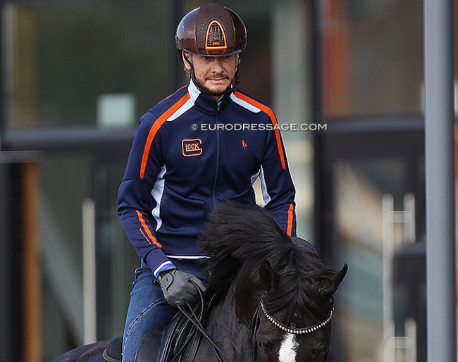 Edward Gal schooling Total U.S. at the 2021 CDI Opglabbeek :: Photo © Astrid Appels