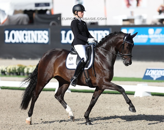 Lisa Horler and Get You the Moon at the 2022 World Young Horse Championships :: Photo © Astrid Appels