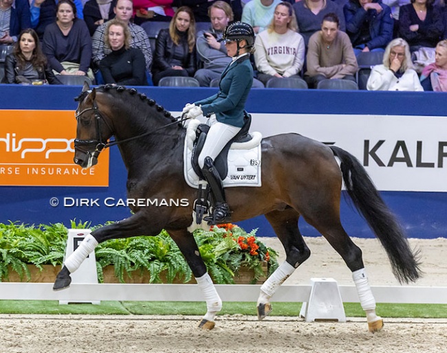 Renate van Uytert-van Vliet on My Blue Hors Santiano at the 2023 KWPN Stallion Competition Finals in Den Bosch :: Photo © Dirk Caremans