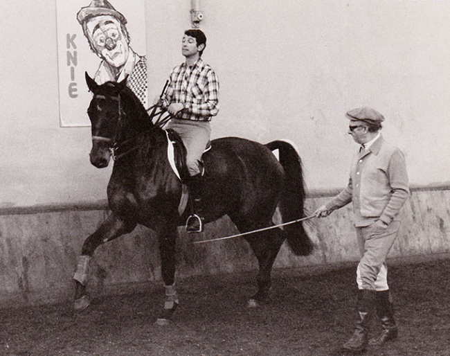 Ulrich Lehmann training his 1981 team horse Werder at Knie at their headquarters in Rapperswill in 1978 :: Photo © private