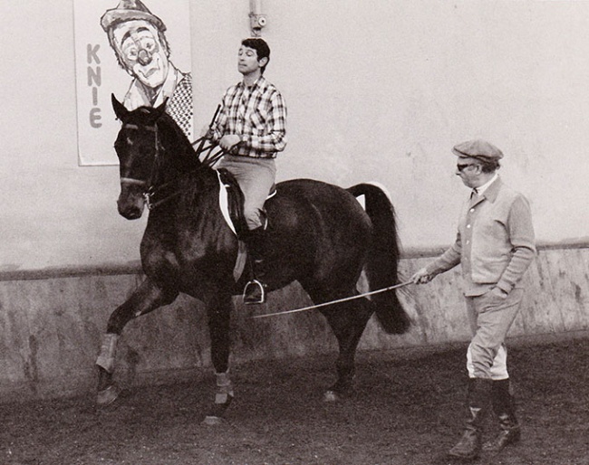 Ulrich Lehmann training his 1981 team horse Werder at Knie at their headquarters in Rapperswill in 1978 :: Photo © private