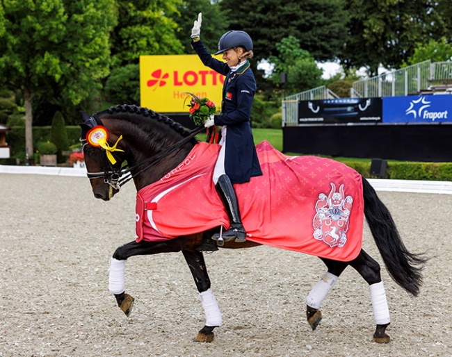 Maria Caetano and Fenix de Tineo win the closing class, the 4* Grand Prix Kur to Music, at the 2023 CDI Kronberg :: Photo © Stefan Lafrentz