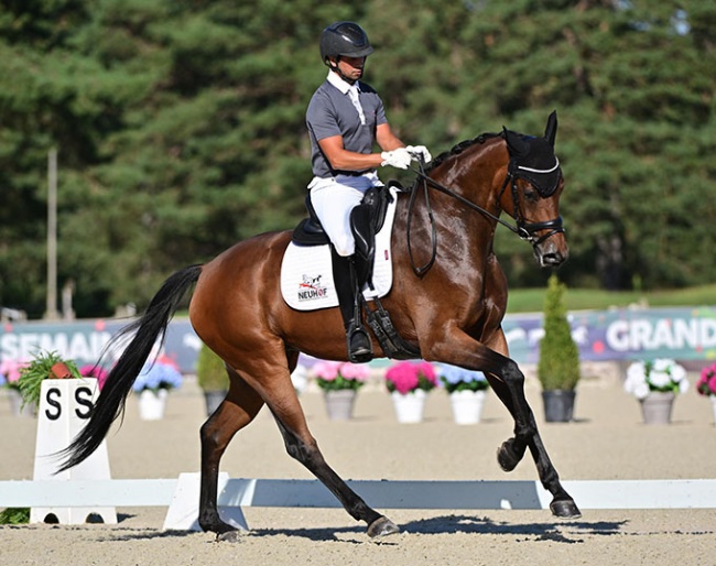 Diogo Pinto and Betty Boop du Neuhof win the 4-year old division at the 2023 French Young Horse Championships :: Photo © Les Garennes