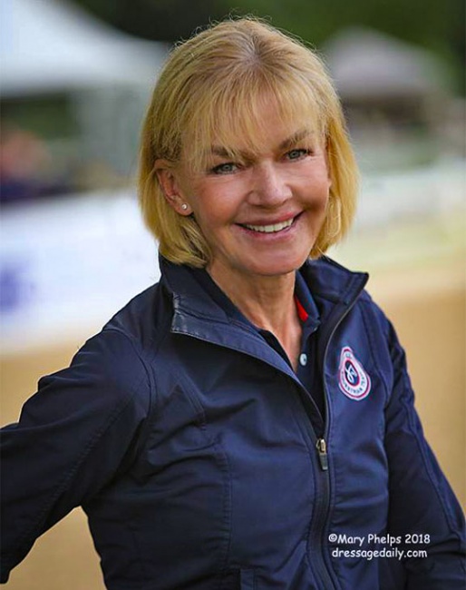 Christine Traurig at the 2018 U.S. Young Dressage Horse Championships :: Photo © Mary Phelps