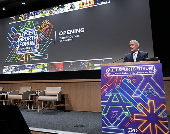 FEI president Ingmar de Vos opens the 2024 FEI Sports Forum :: Photo © FEI