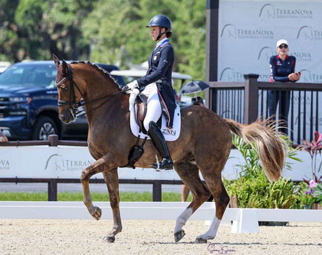 Adrienne Lyle and Helix in the Grand Prix at the 2024 CDI Myakka City :: Photo © Sue Stickle