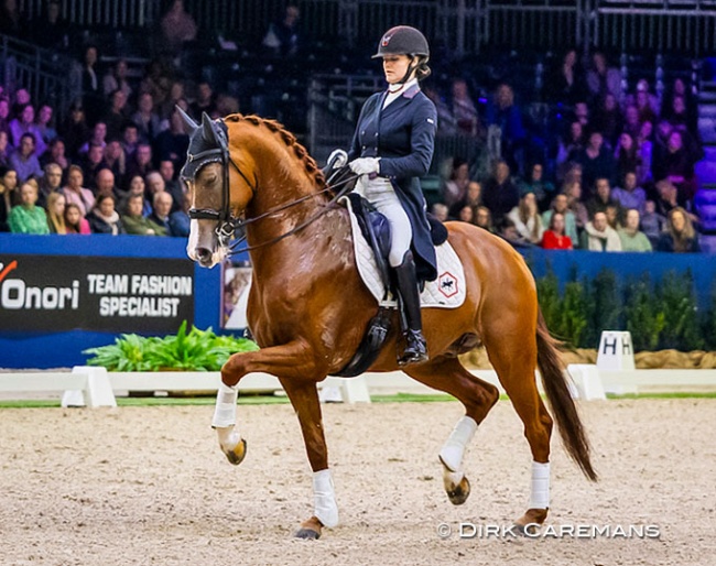 Thamar Zweistra on Hexagon's Luxuriouzz at the 2024 KWPN Stallion Licensing Show :: Photo © Astrid Appels