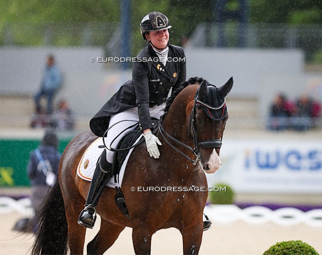 Laurence Roos and Fil Rouge have their final ride at the 2024 CDIO Aachen :: Photo © Astrid Appels